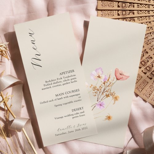 Wildflower Boho Wedding Menu