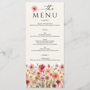 Wildflower Boho Wedding Menu