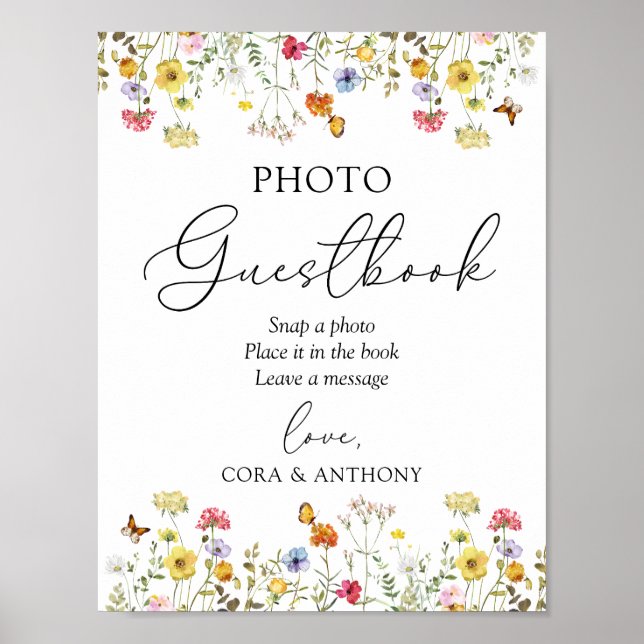 Wildflower Boho Wedding Photo Guestbook Sign (Front)