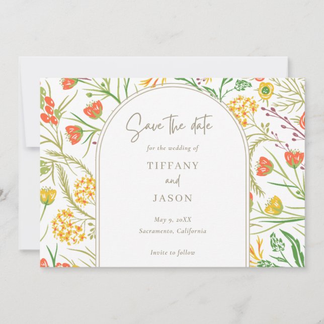Wildflower Boho Wedding Save The Date (Front)