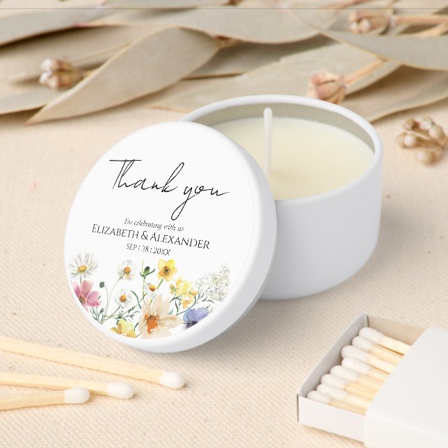 Wildflower | Boho Wedding thank you Mini Candle Favors (Insitu)