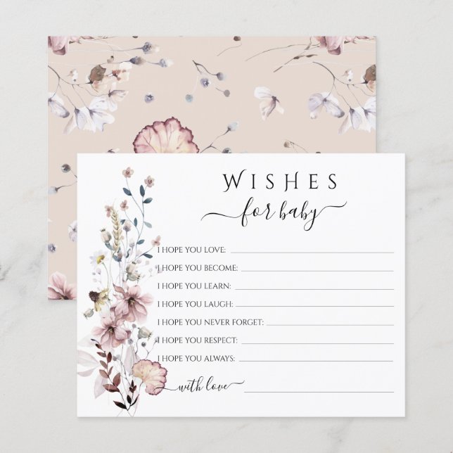 Wildflower boho Wishes for Baby Game (Front/Back)