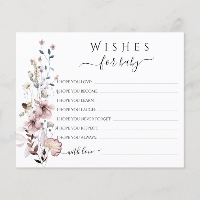 Wildflower boho Wishes for Baby Game (Front)