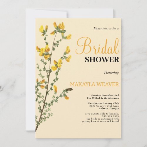 Wildflower Boho yellow Bridal Shower Invitation