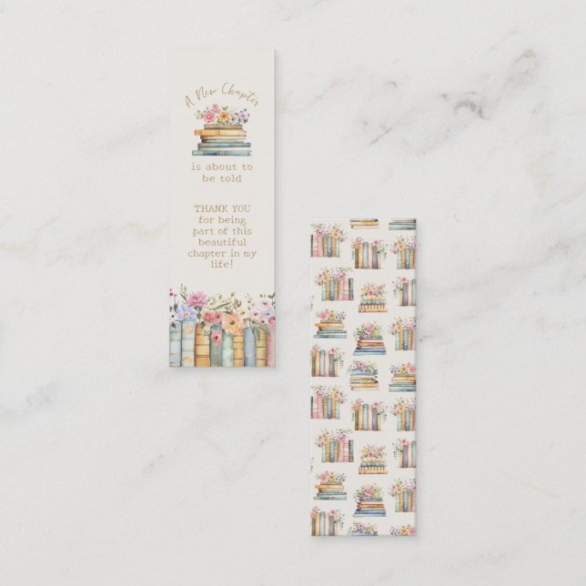 Wildflower Book Bookmark Favor Mini Business Card (Front/Back)