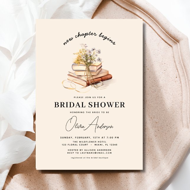 Wildflower Book New Chapter Begins Bridal Shower Invitation (Creator Uploaded)