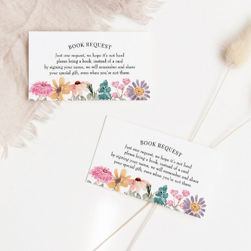 Wildflower Book RequestBook for Baby Baby Shower Business Card