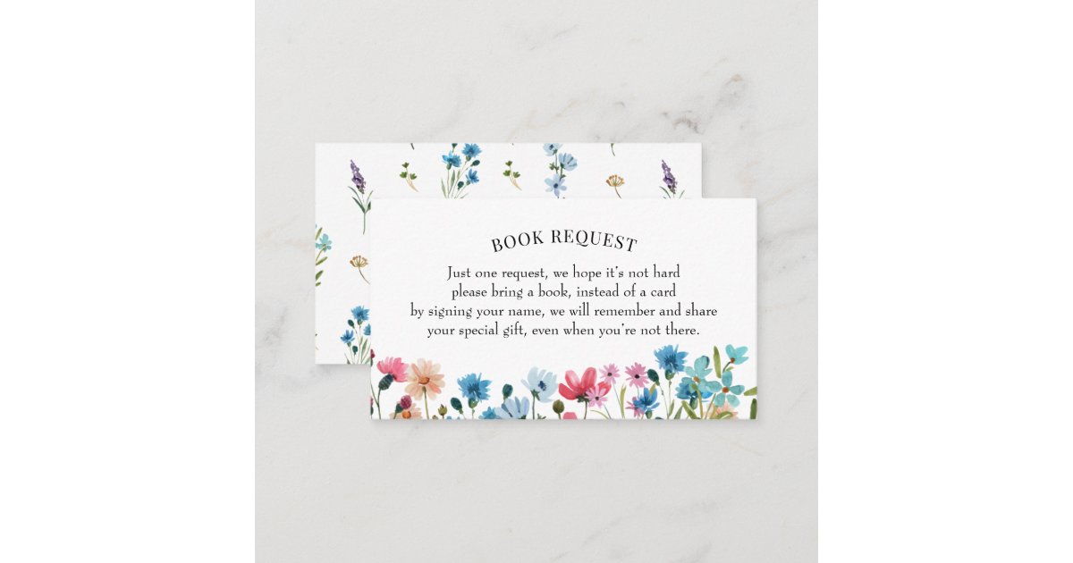 Wildflower Book Request or Book for Baby Card | Zazzle