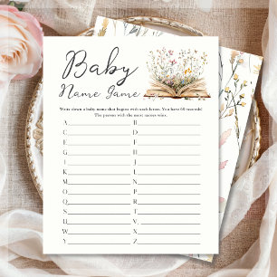 Wildflower Book Theme Baby Name Game Sheets