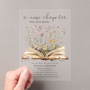 Wildflower Book Theme Baby Shower Acrylic Invitations