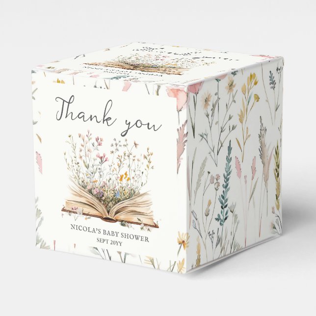 Wildflower | Book Theme Baby Shower Favor Boxes (Front Side)