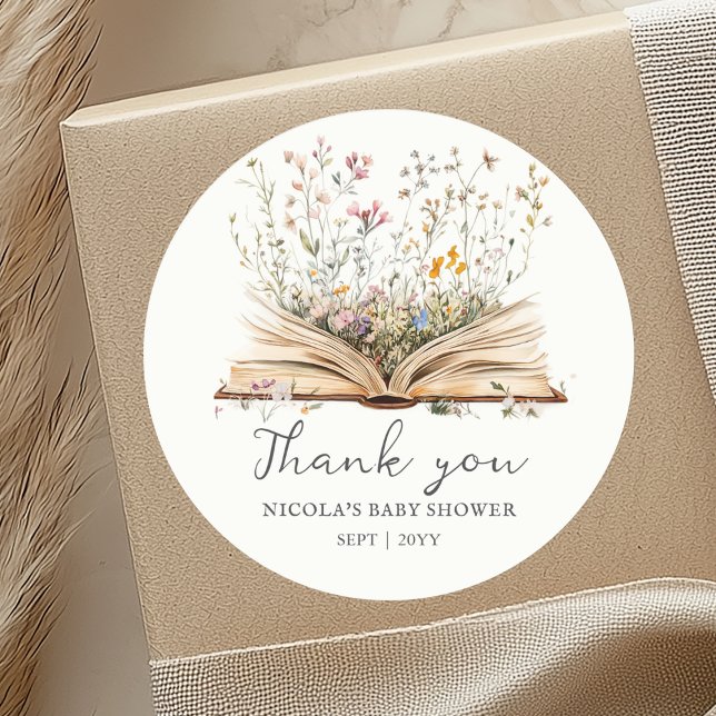 Wildflower | Book Theme Baby Shower Favor Stickers (Creator Uploaded)