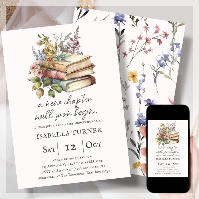 Wildflower | Book Theme Baby Shower Invitation