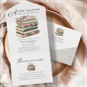 Wildflower Book Theme Baby Shower Invitation