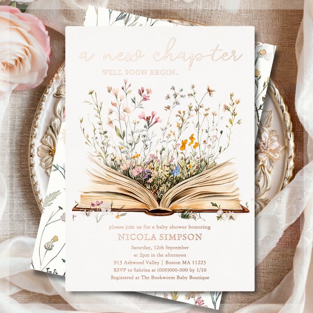 Wildflower | Book Theme Baby Shower Invitation Foil Invitation (Creator Uploaded)