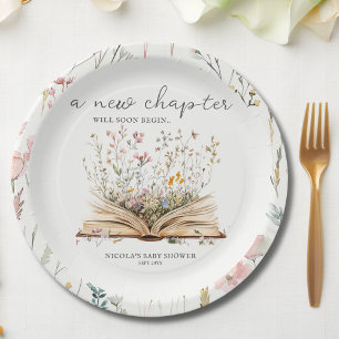 Wildflower Book Theme Baby Shower Paper Plates