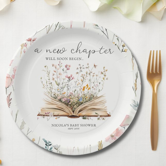 Wildflower | Book Theme Baby Shower Paper Plates (Creator Uploaded)