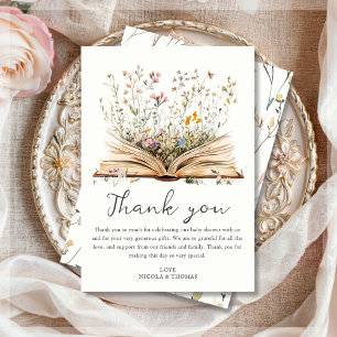 Wildflower Book Theme Baby Shower Thank You Card