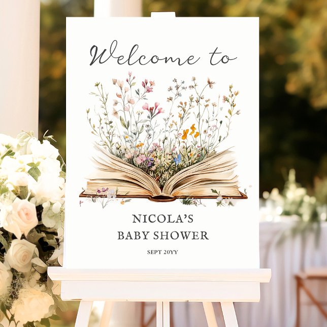 Wildflower | Book Theme Baby Shower Welcome Foam Board (Creator Uploaded)