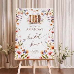 Wildflower Book Theme Bridal Shower Welcome Sign 