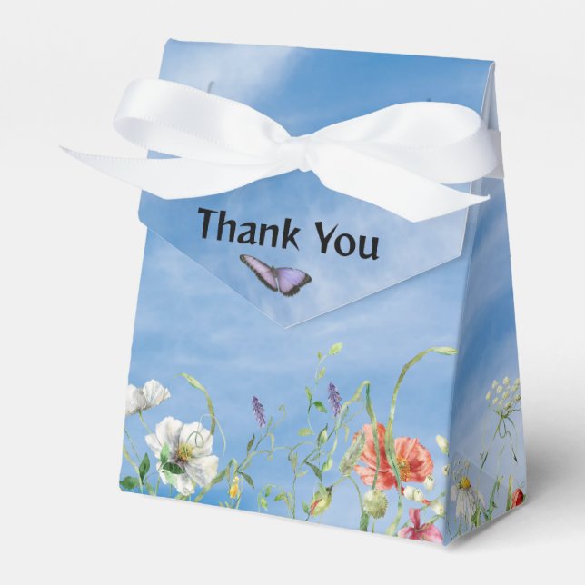 Wildflower Border and Butterfly  Favor Boxes (Front Side)