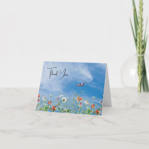 Wildflower Border and Butterfly Thank You Card