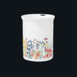 Wildflower border beverage pitcher<br><div class="desc">Wildflower border.
Hand painted watercolor border of pretty mixed field flowers.</div>