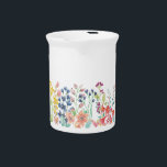 Wildflower border beverage pitcher<br><div class="desc">Wildflower border.
Hand painted watercolor border of pretty mixed field flowers.</div>