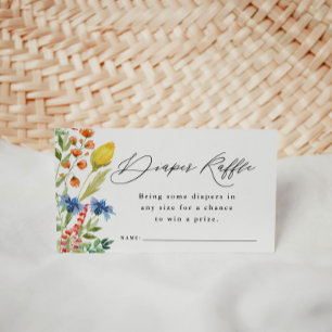 Wildflower Border Diaper Raffle Ticket Baby Shower Enclosure Card