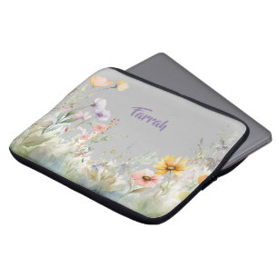 Wildflower Border Personalized Laptop Sleeve