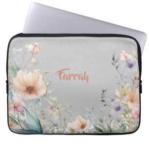 Wildflower Border Personalized Laptop Sleeve