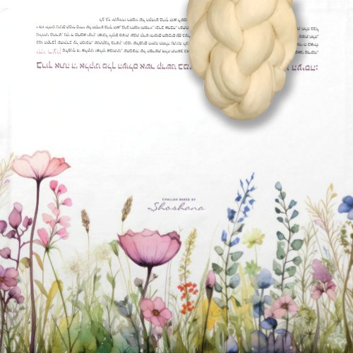 Wildflower Border Series I Challah Dough Cover  Cloth Napkin