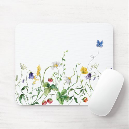 Wildflower Border With Butterfly Mouse Pad