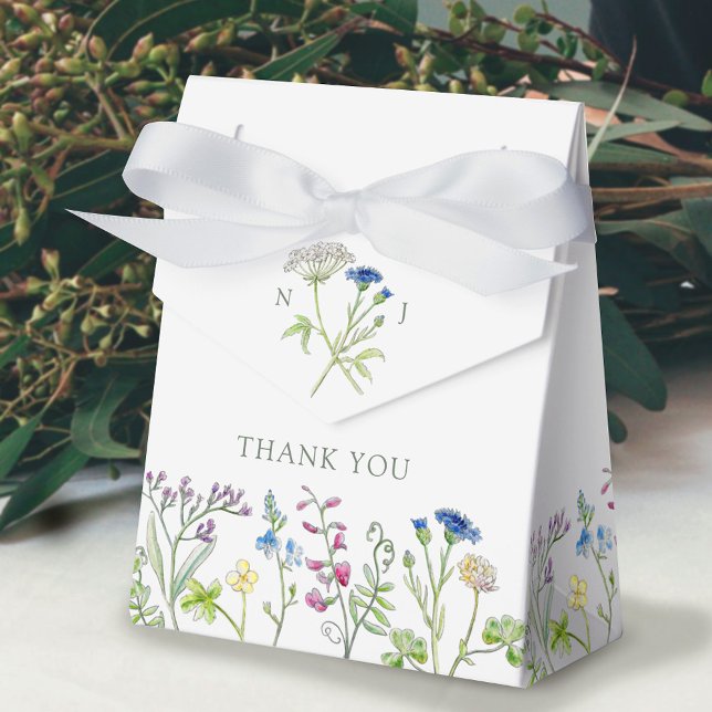 Wildflower botanic blue watercolor wedding favor boxes (Creator Uploaded)