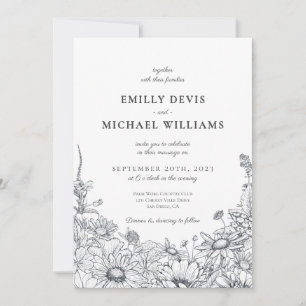 Wildflower Botanic Classic Elegant Wedding Invitation