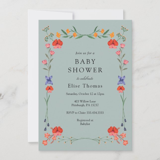 Wildflower Botanic Garden Baby Shower  Invitation (Front)