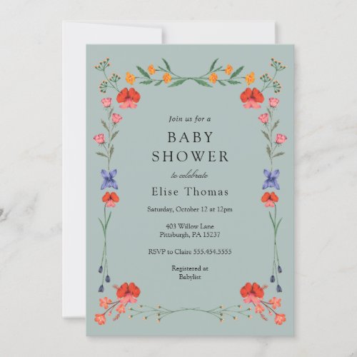 Wildflower Botanic Garden Baby Shower  Invitation