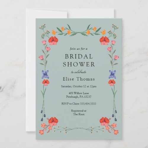 Wildflower Botanic Garden Bridal Shower  Invitation