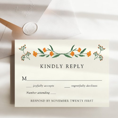 Wildflower Botanic Garden Wedding RSVP Response Invitation