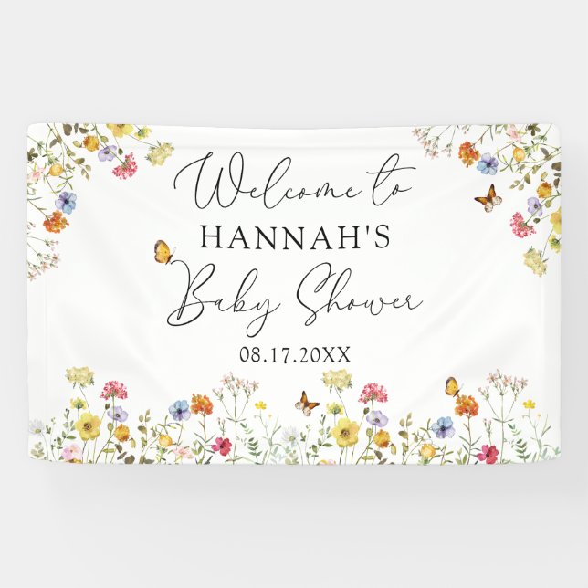 Wildflower Botanical Baby Shower Welcome Banner (Horizontal)