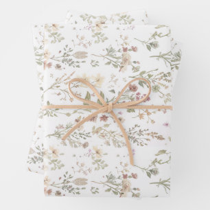Wildflower botanical baby shower wrapping paper sheets