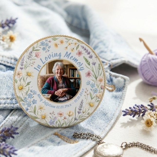Wildflower Botanical Bereavement Sympathy Button (Wildflower bereavement sympathy button)