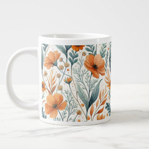 Wildflower Botanical Boho Floral Watercolor Giant Coffee Mug