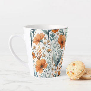 Wildflower Botanical Boho Floral Watercolor Latte Mug