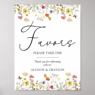 Wildflower Botanical Boho Wedding Favor Table Sign