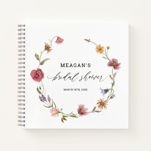 Wildflower Botanical Bridal Shower Guestbook Notebook