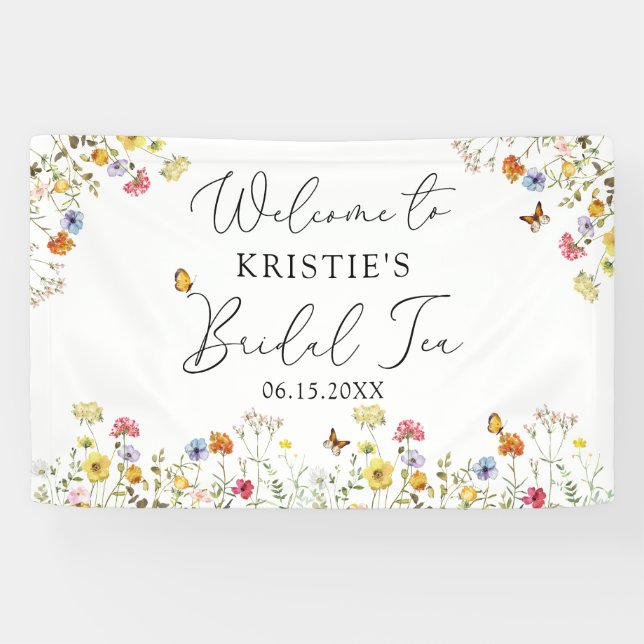 Wildflower Botanical Bridal Tea Shower Welcome Banner (Horizontal)