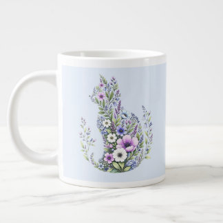 Wildflower Botanical Cat Silhouette Giant Coffee Mug