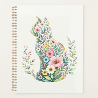 Wildflower Botanical Cat Silhouette Planner