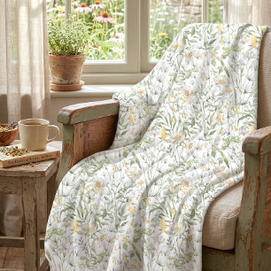 Wildflower Botanical Cottagecore Floral Garden Fleece Blanket